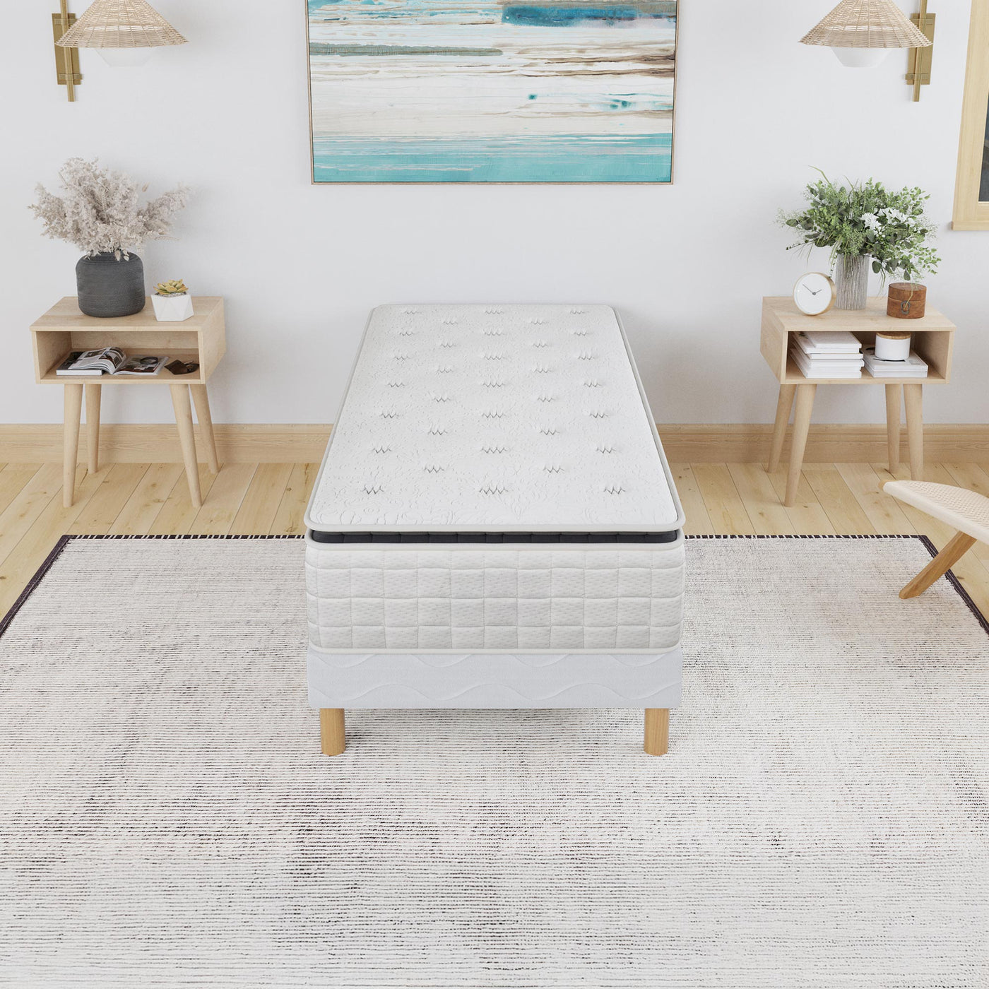 CACHEMIRE Matelas ressorts ensachés 90x190 cm épaisseur 28 cm - Matelas - Mobilier Deco