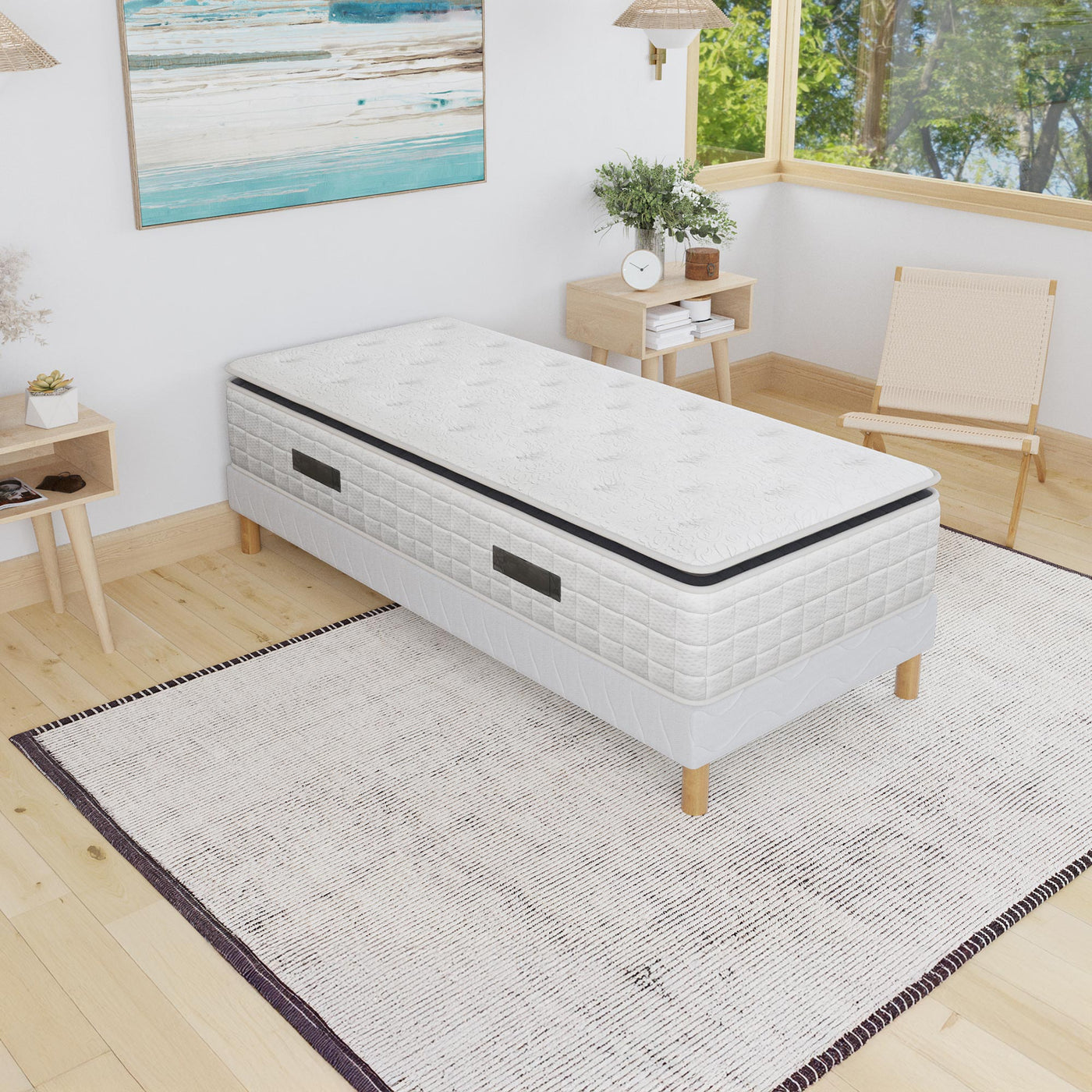 CACHEMIRE Matelas ressorts ensachés 90x190 cm épaisseur 28 cm - Matelas - Mobilier Deco