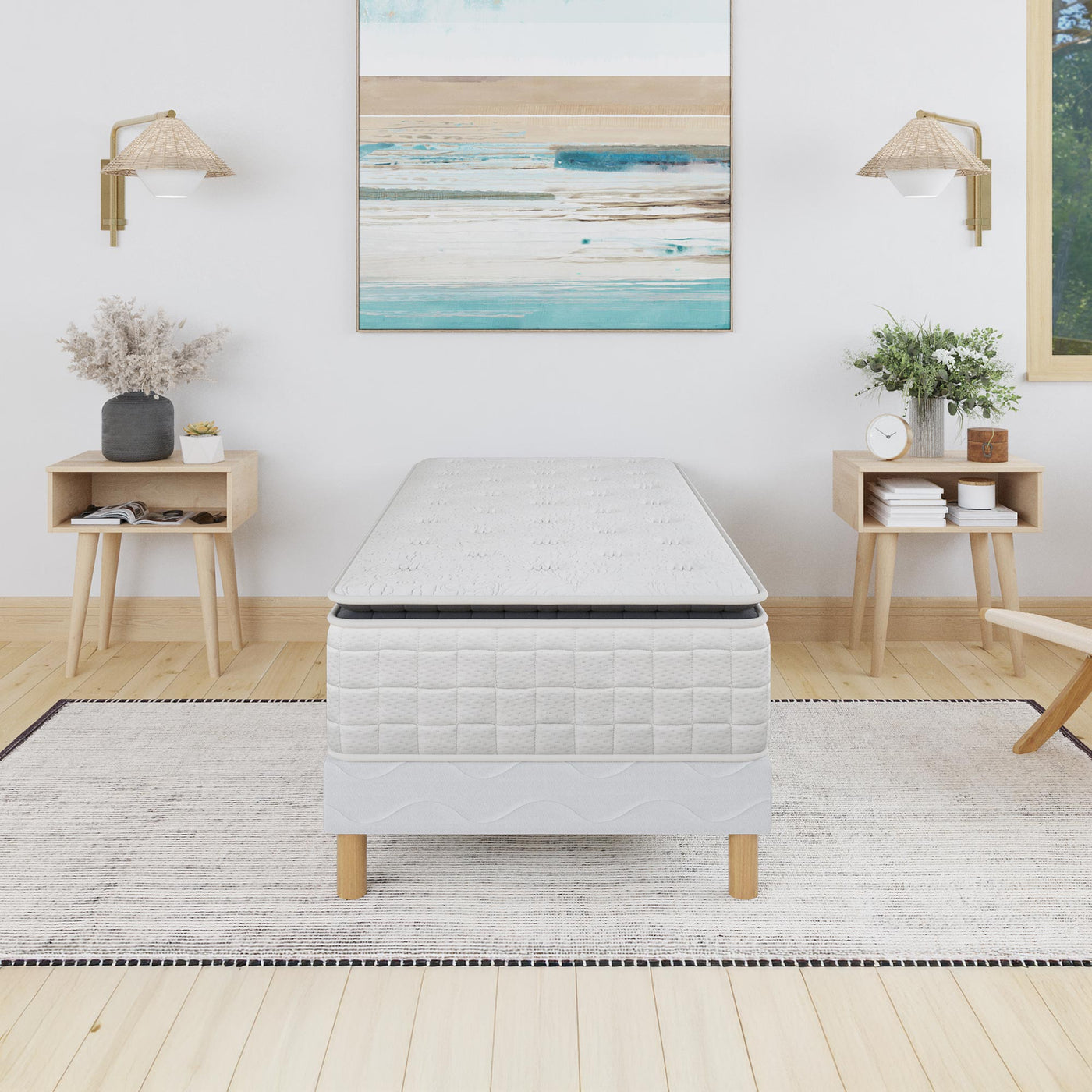 CACHEMIRE Matelas ressorts ensachés 90x190 cm épaisseur 28 cm - Matelas - Mobilier Deco