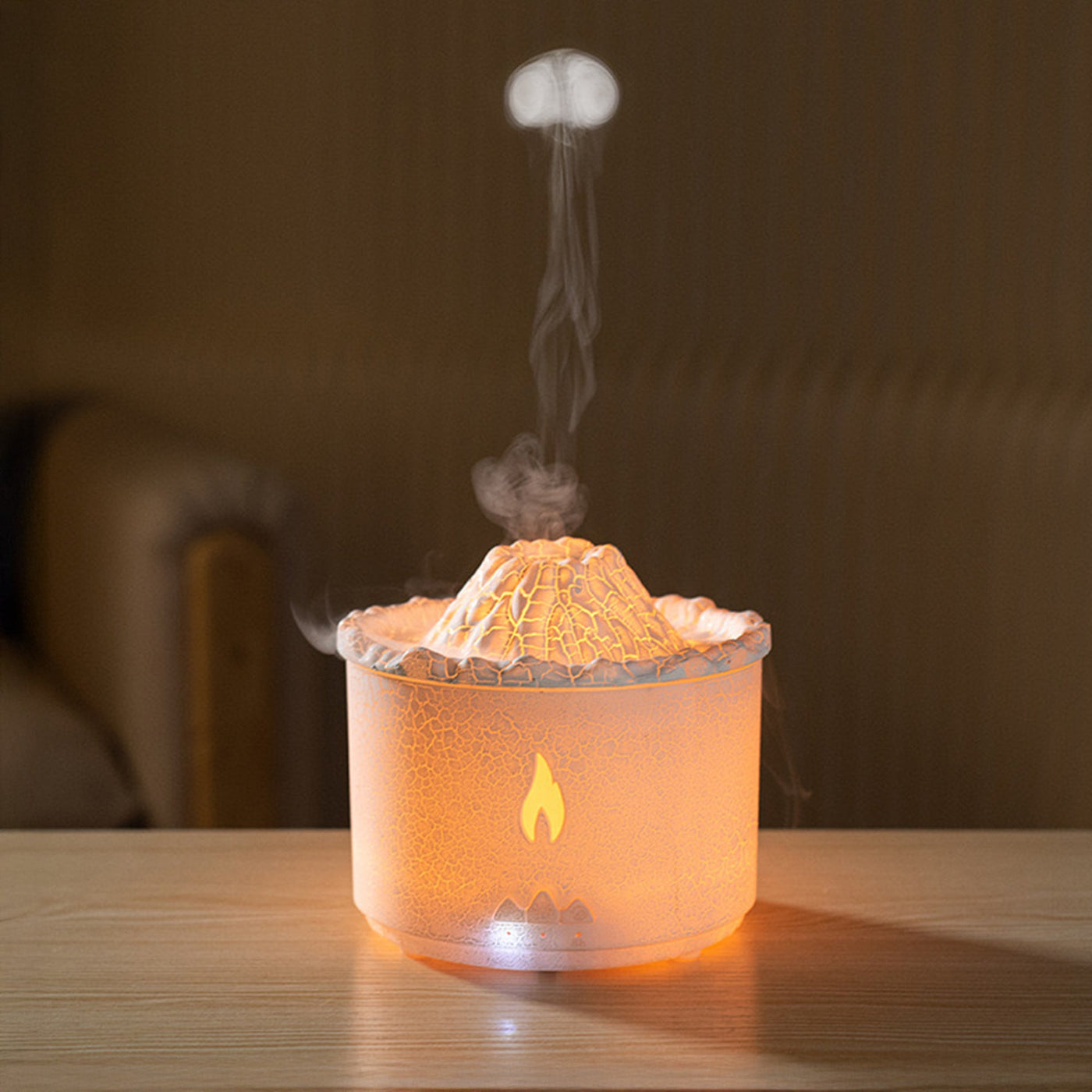 CALY Diffuseur d'huiles essentielles volcan avec flammes à LED blanc - Diffuseurs - Mobilier Deco