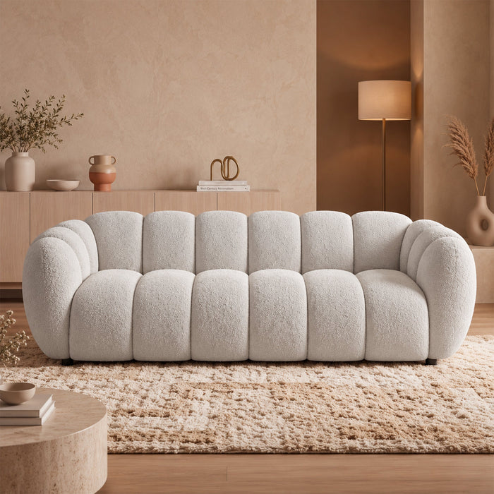 CAMILLE Canapé 3 places en tissu beige