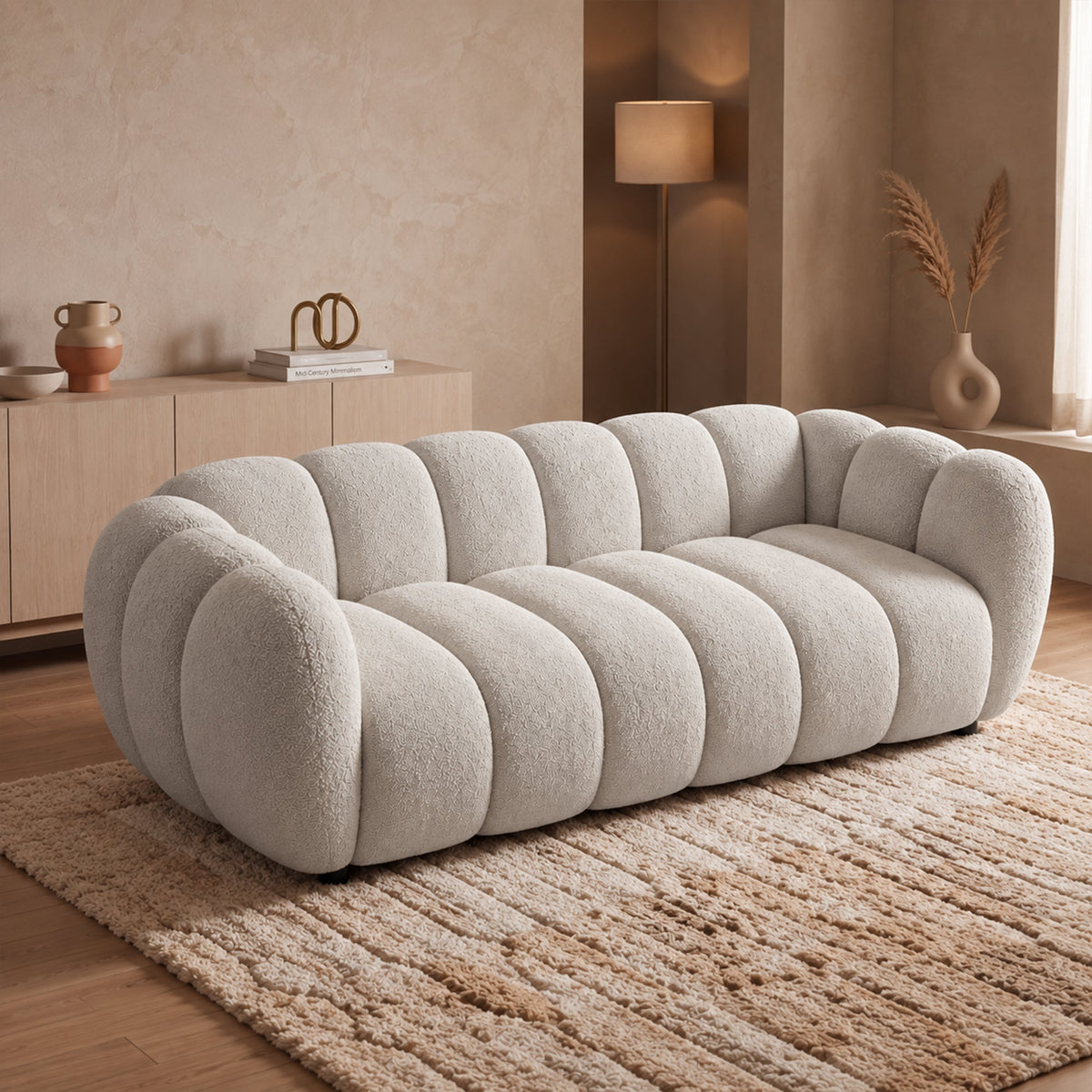 CAMILLE Canapé 3 places en tissu beige - Canapés fixes - Mobilier Deco