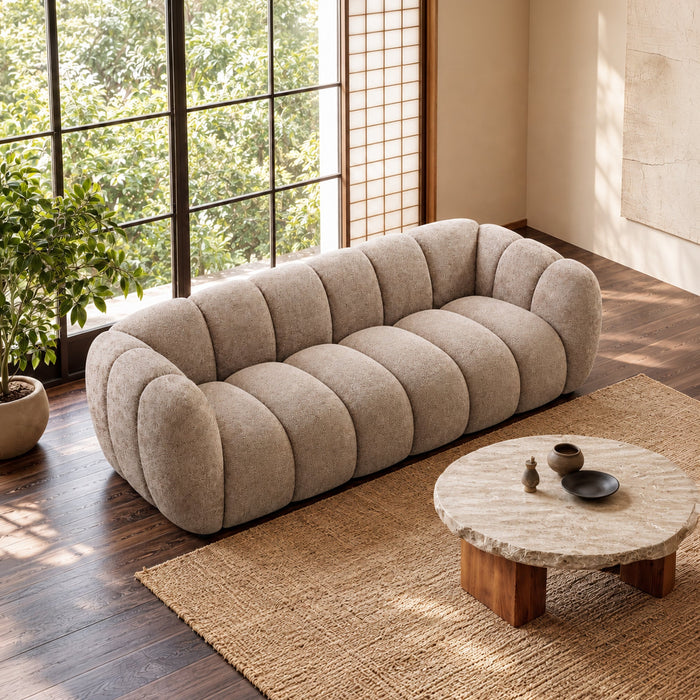 CAMILLE Canapé 3 places en tissu taupe foncé