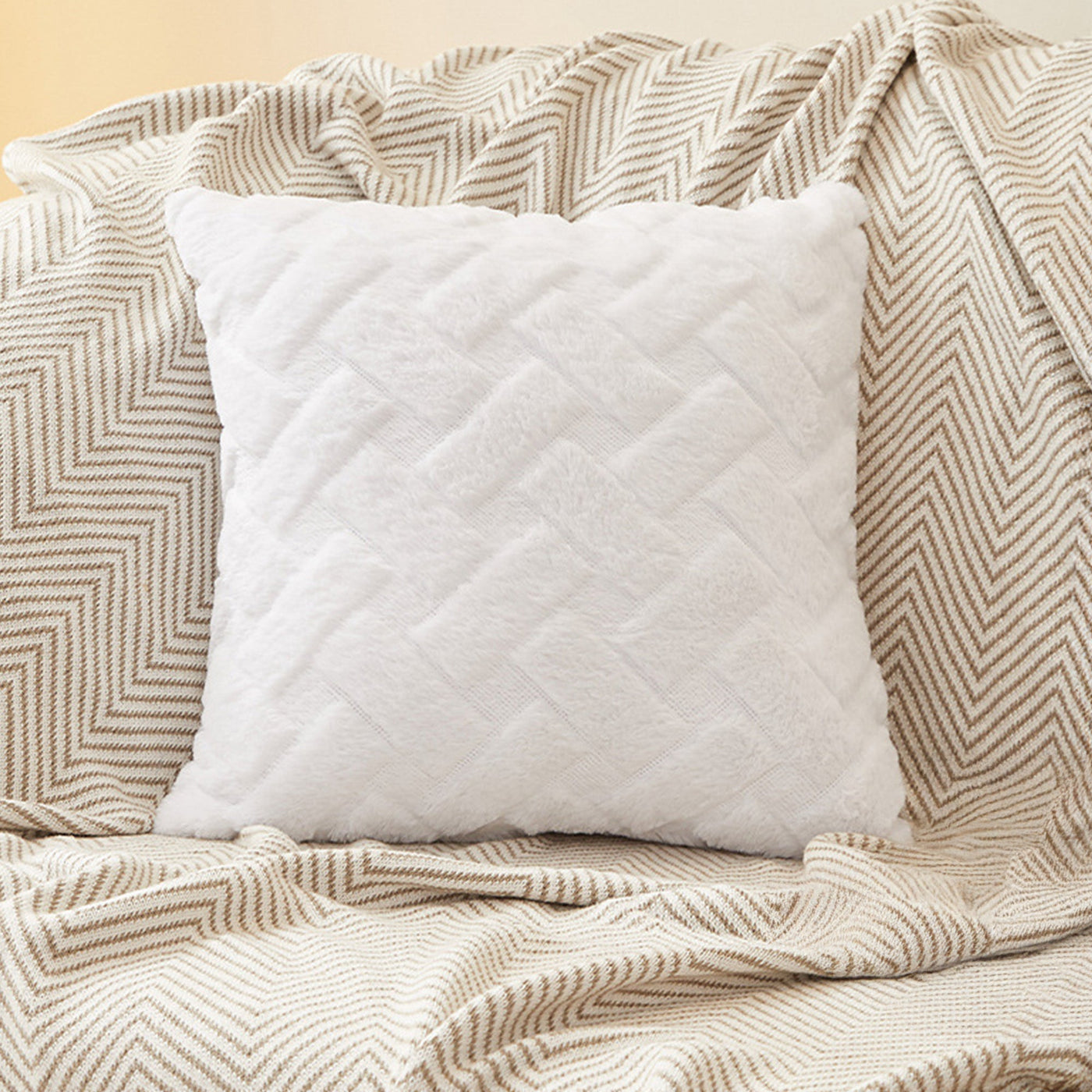 CAPRI Coussin carré en tissu à motifs blanc 43x43 cm - Coussins - Mobilier Deco