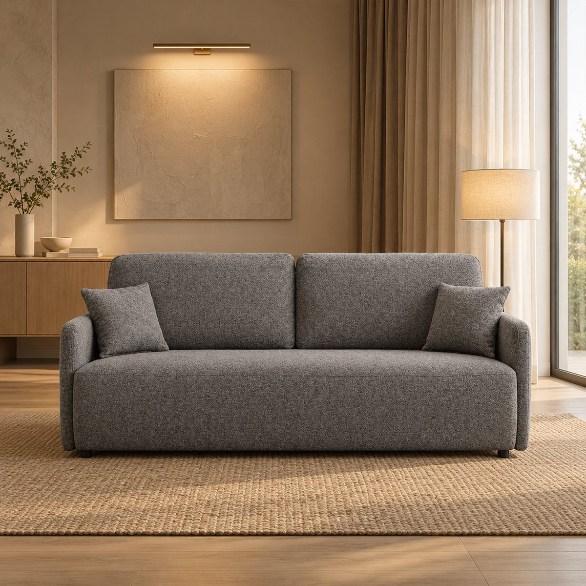 CARLA Canapé 3 places convertible en tissu gris - Canapés convertibles - Mobilier Deco