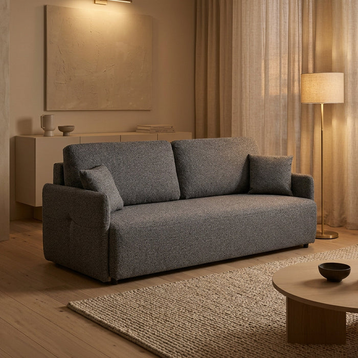 CARLA Canapé 3 places convertible en tissu gris – Canapés convertibles Mobilier Deco