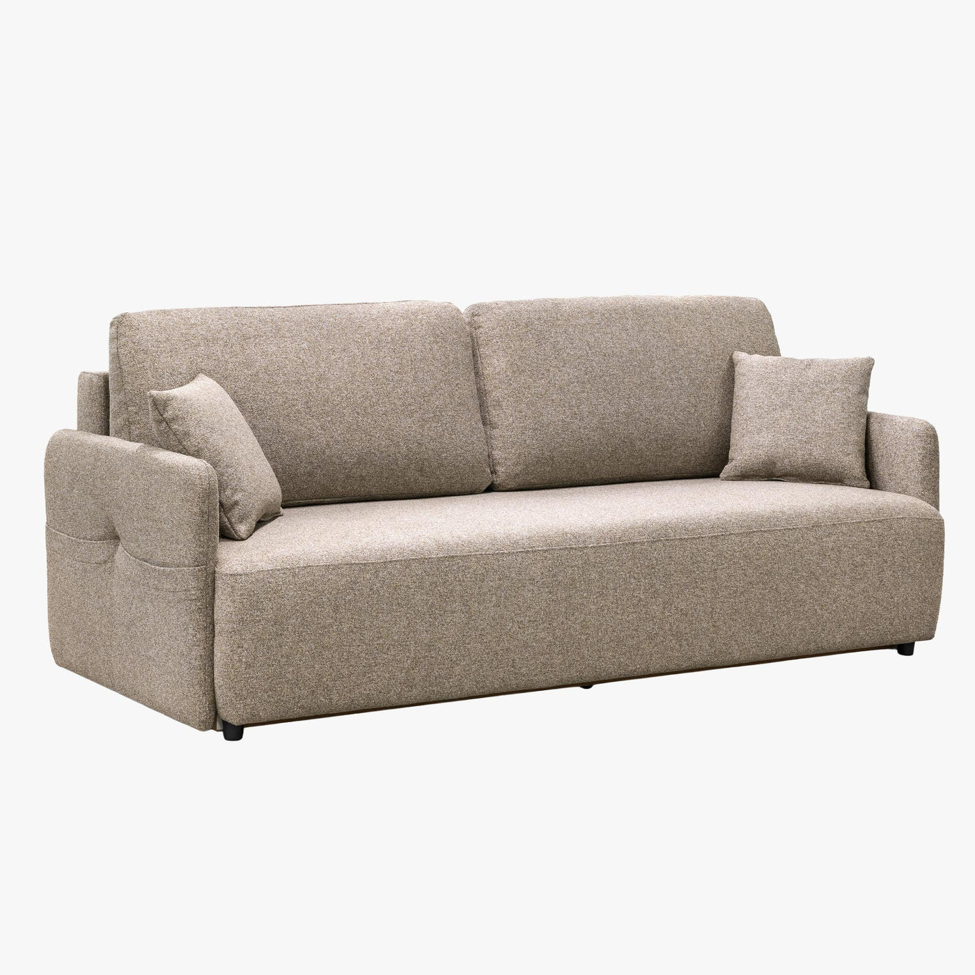 CARLA Canapé 3 places convertible en tissu taupe - Canapés convertibles - Mobilier Deco