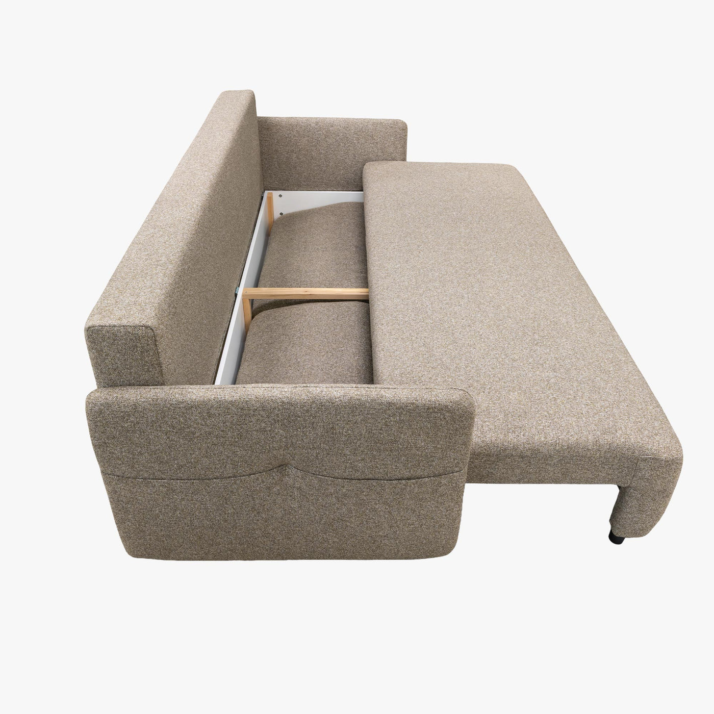 CARLA Canapé 3 places convertible en tissu taupe - Canapés convertibles - Mobilier Deco