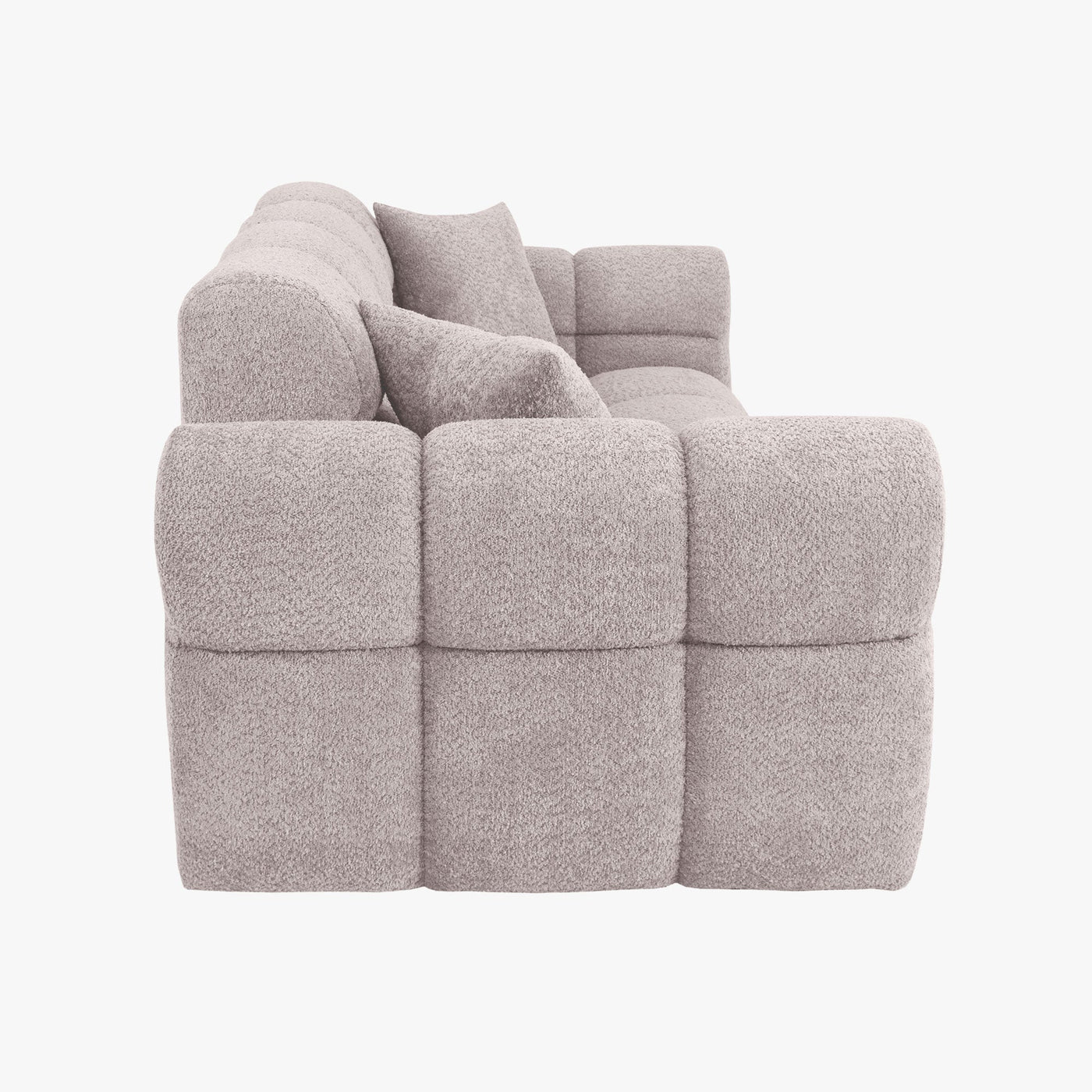 CARMELA Canapé 3 places en tissu bouclette beige - Canapés fixes - Mobilier Deco