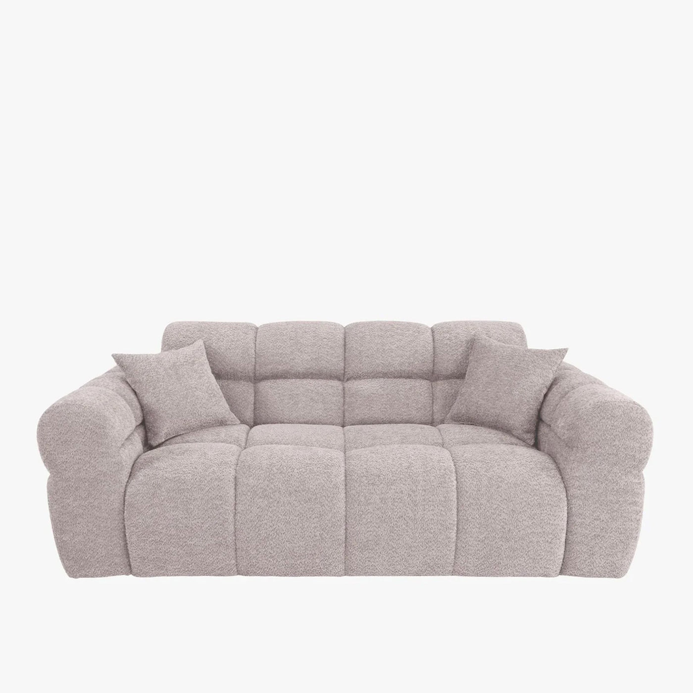 CARMELA Canapé 3 places en tissu bouclette beige - Canapés fixes - Mobilier Deco
