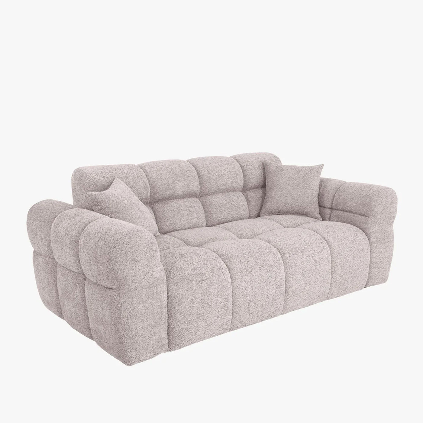 CARMELA Canapé 3 places en tissu bouclette beige - Canapés fixes - Mobilier Deco