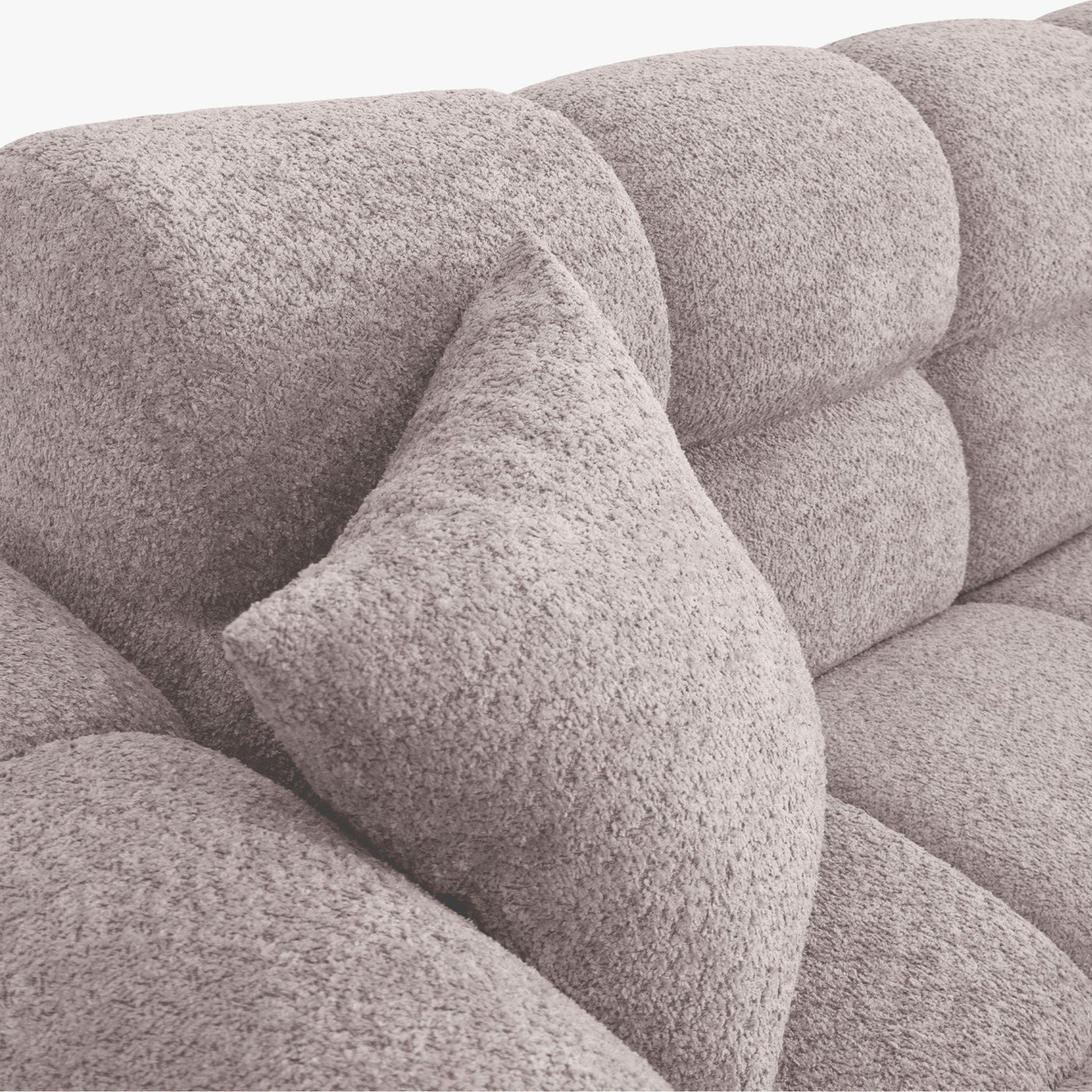 CARMELA Canapé 3 places en tissu bouclette beige - Canapés fixes - Mobilier Deco