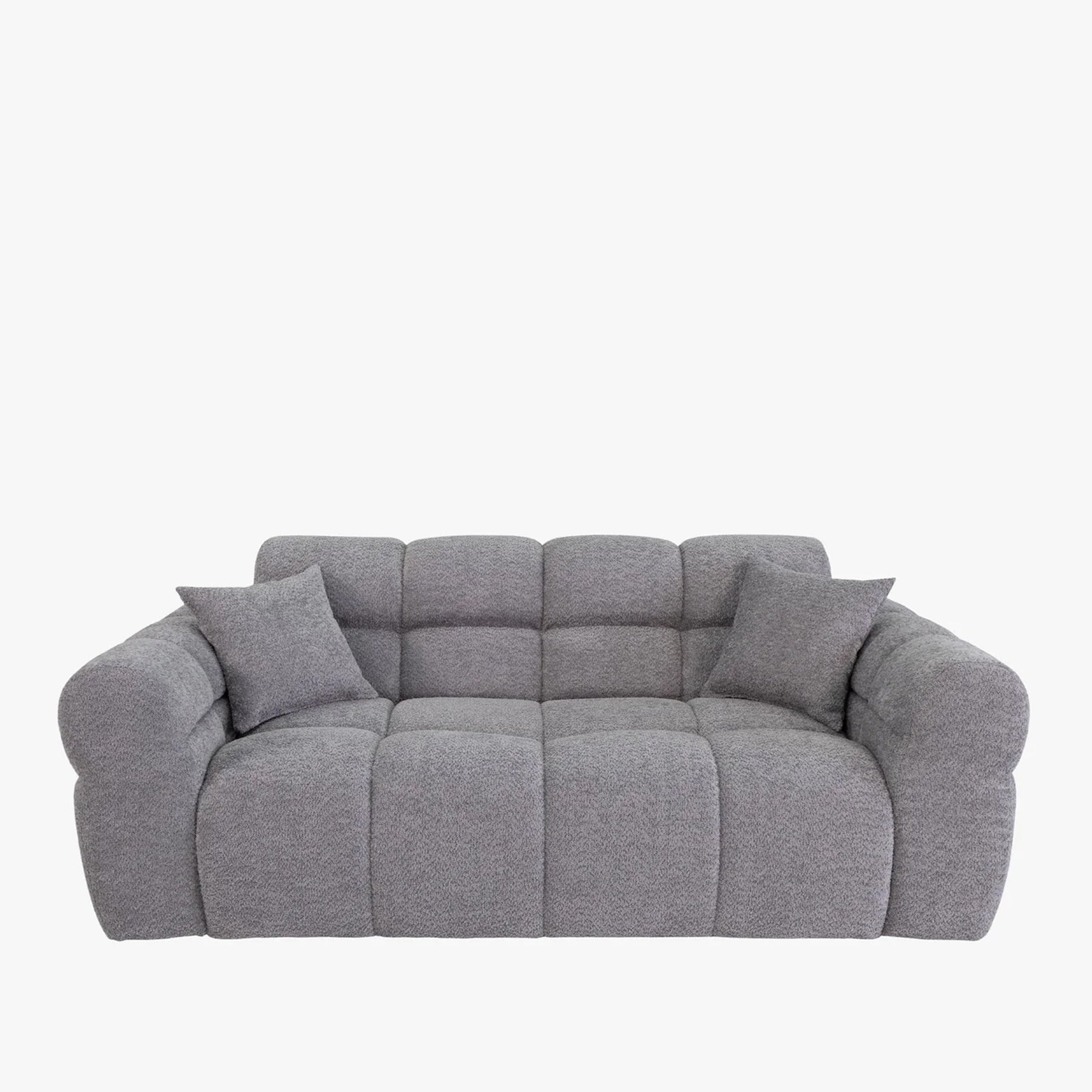 CARMELA Canapé 3 places en tissu bouclette gris - Canapés fixes - Mobilier Deco
