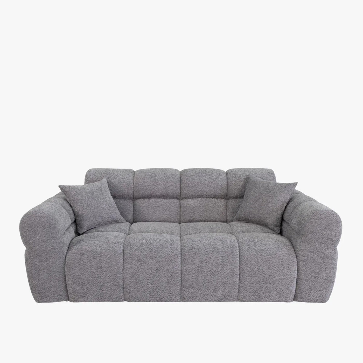 CARMELA Canapé 3 places en tissu bouclette gris - Canapés fixes - Mobilier Deco