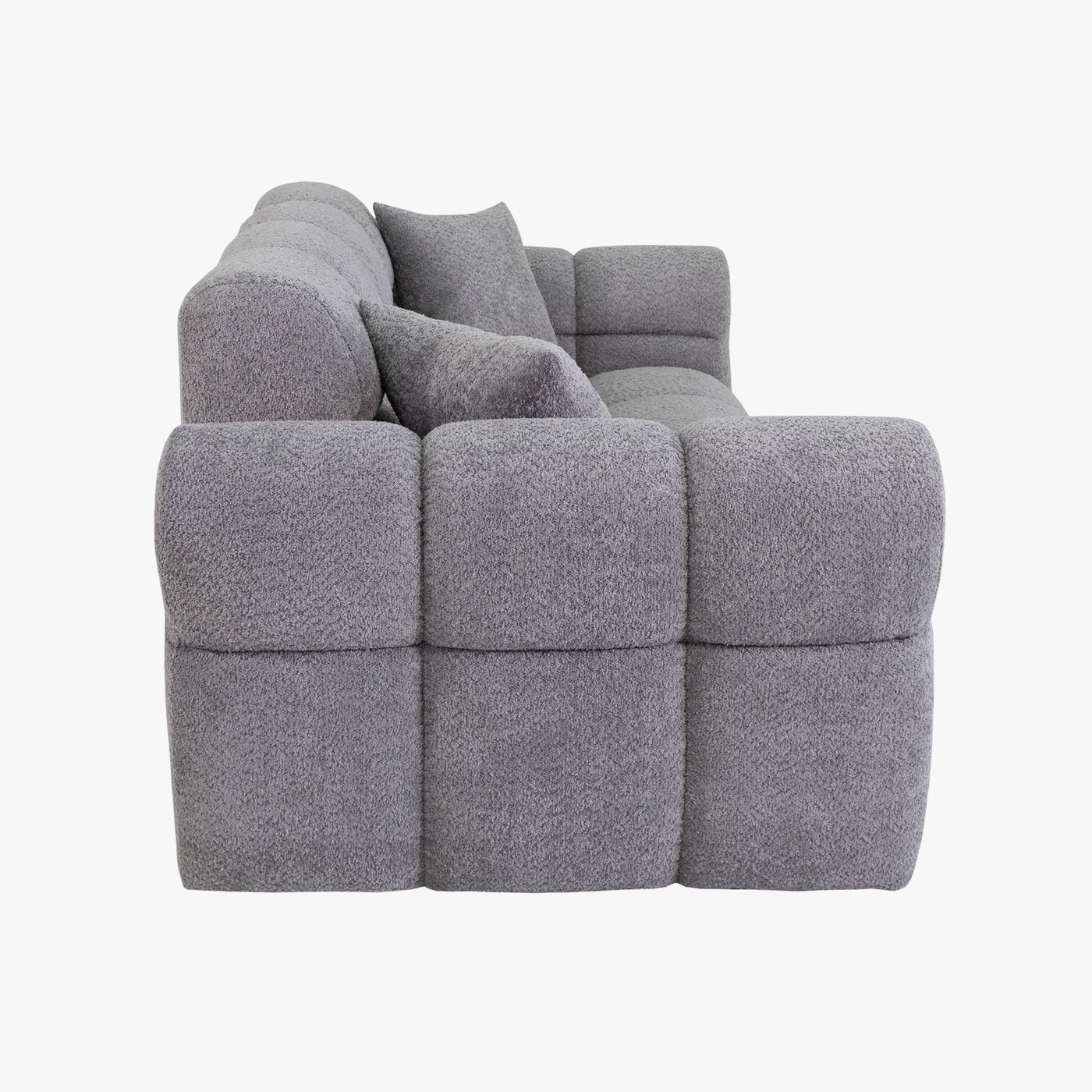 CARMELA Canapé 3 places en tissu bouclette gris - Canapés fixes - Mobilier Deco