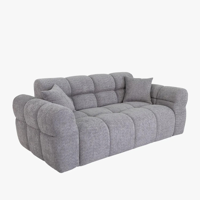 CARMELA Canapé 3 places en tissu bouclette gris