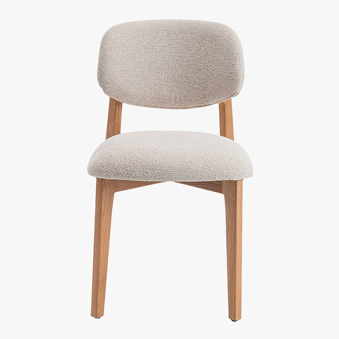 CARMEN Chaise en tissu beige et chêne massif - Chaise de repas - Mobilier Deco
