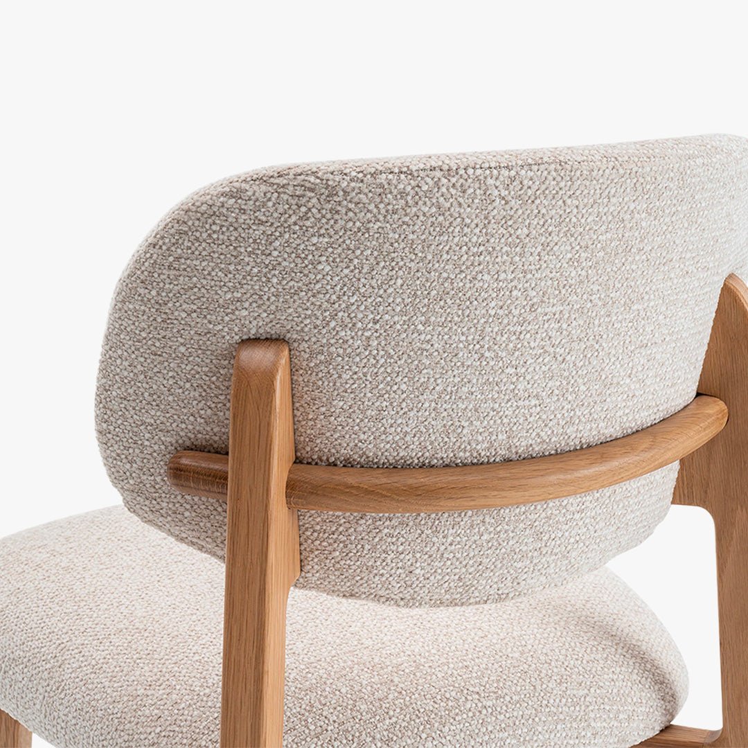 CARMEN Chaise en tissu beige et chêne massif - Chaise de repas - Mobilier Deco