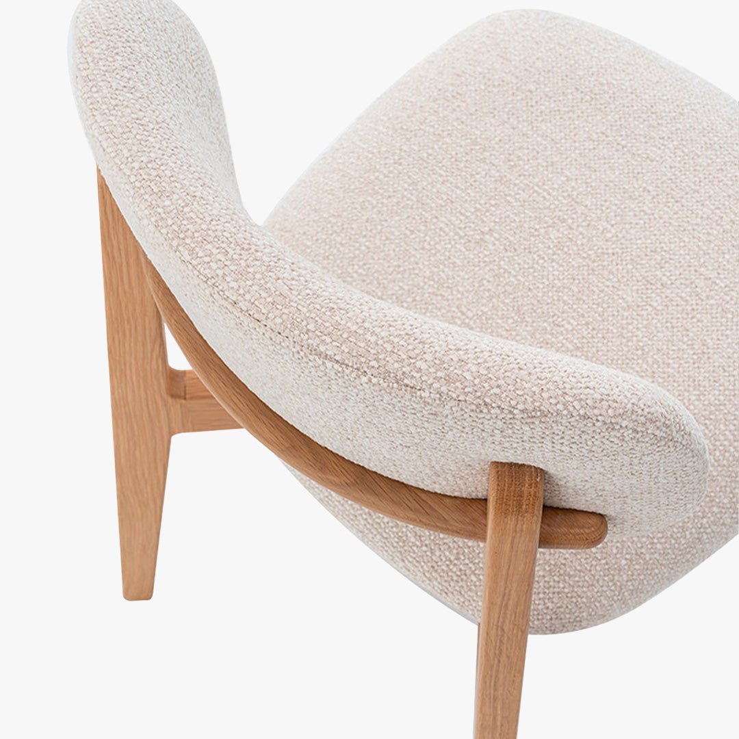 CARMEN Chaise en tissu beige et chêne massif - Chaise de repas - Mobilier Deco