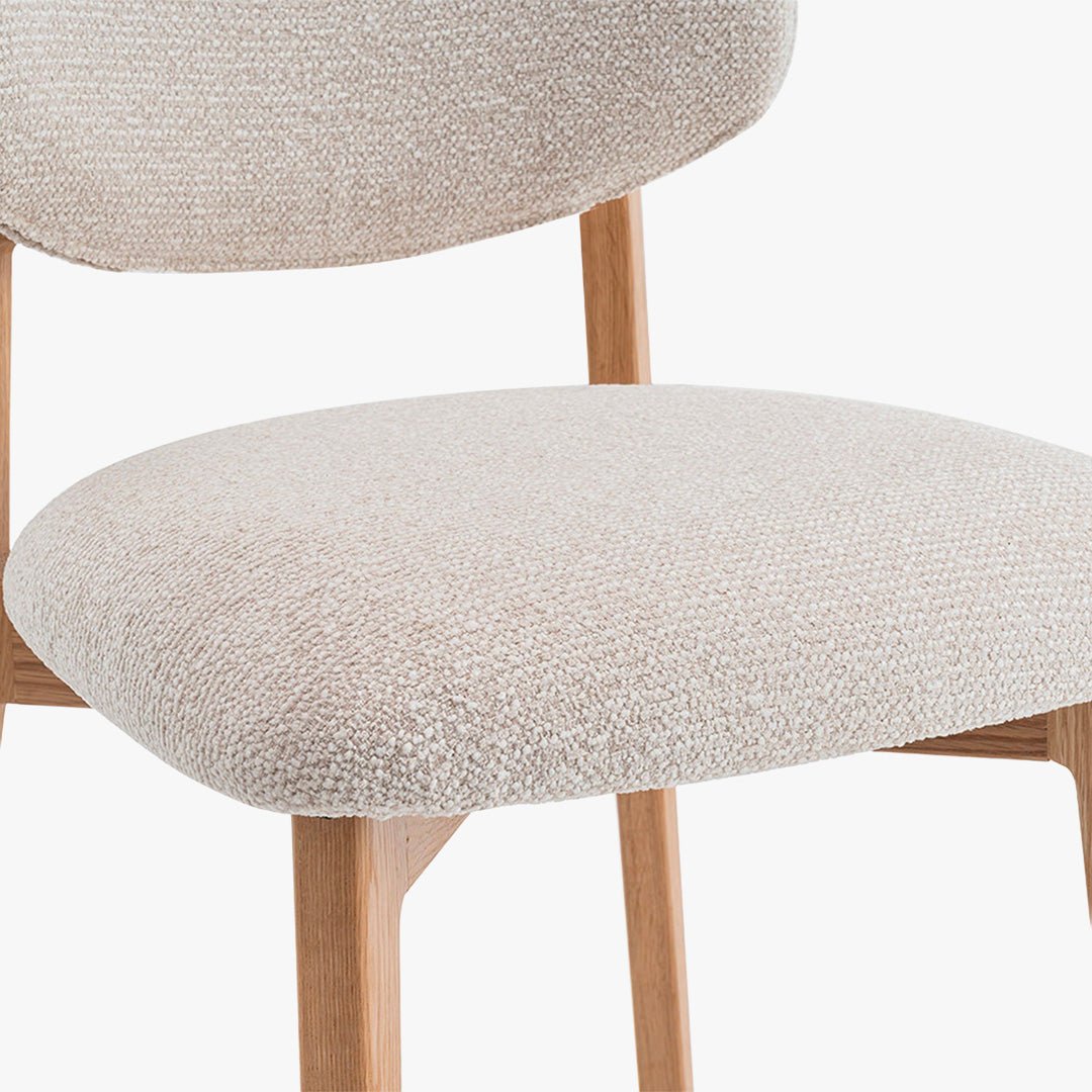 CARMEN Chaise en tissu beige et chêne massif - Chaise de repas - Mobilier Deco