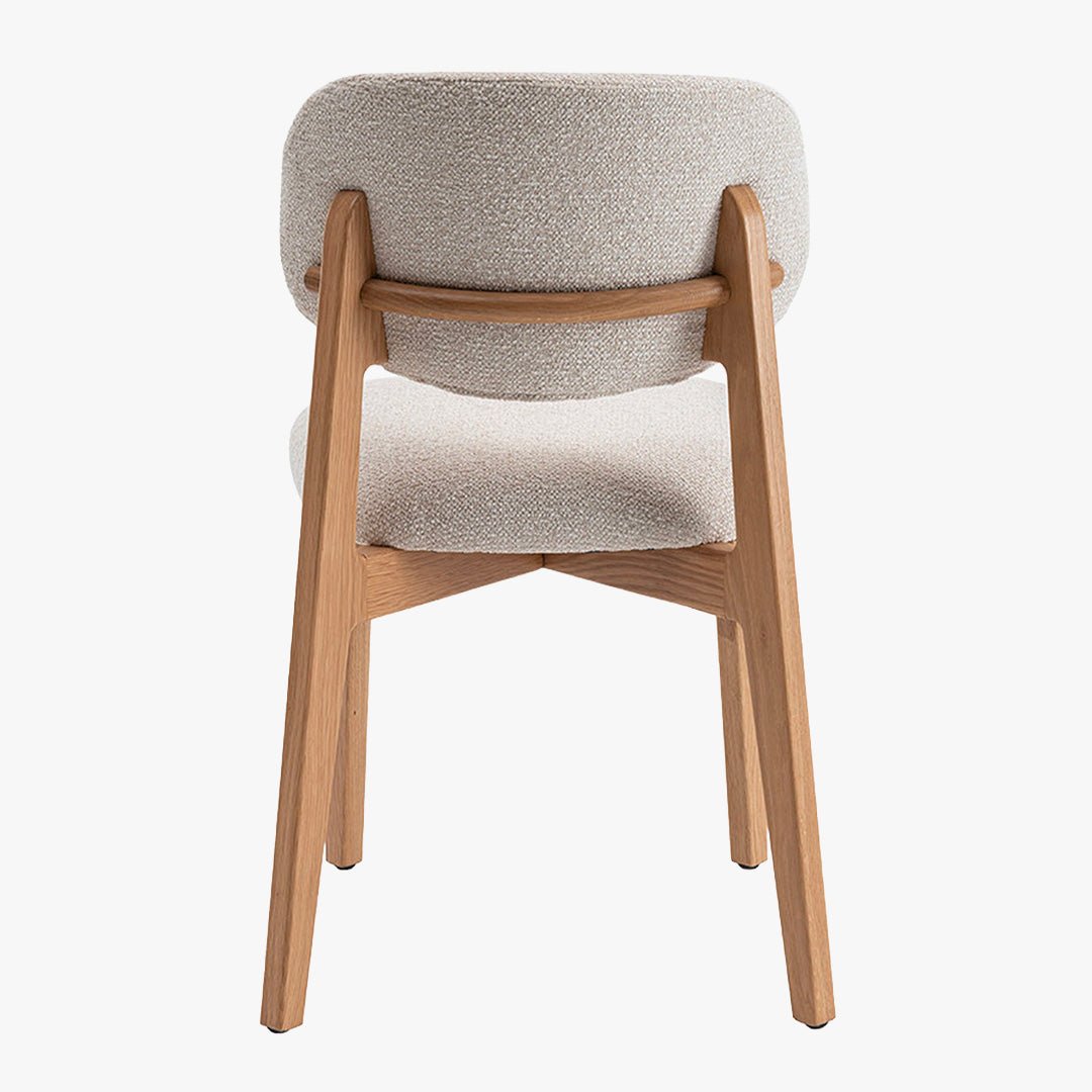 CARMEN Chaise en tissu beige et chêne massif - Chaise de repas - Mobilier Deco