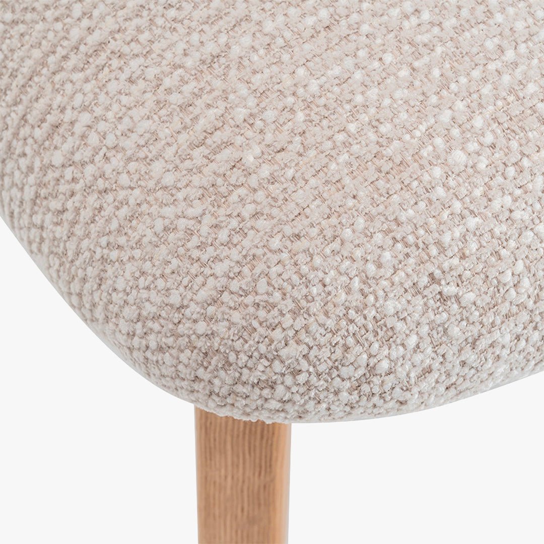 CARMEN Chaise en tissu beige et chêne massif - Chaise de repas - Mobilier Deco