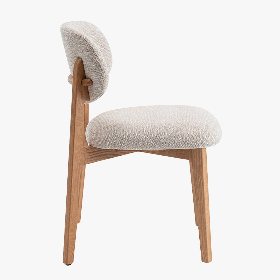 CARMEN Chaise en tissu beige et chêne massif - Chaise de repas - Mobilier Deco