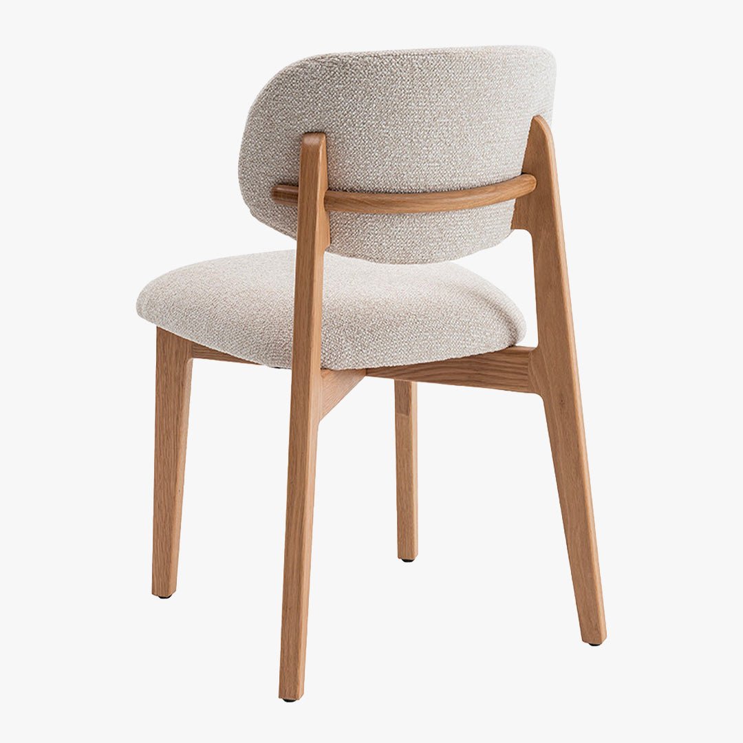 CARMEN Chaise en tissu beige et chêne massif - Chaise de repas - Mobilier Deco