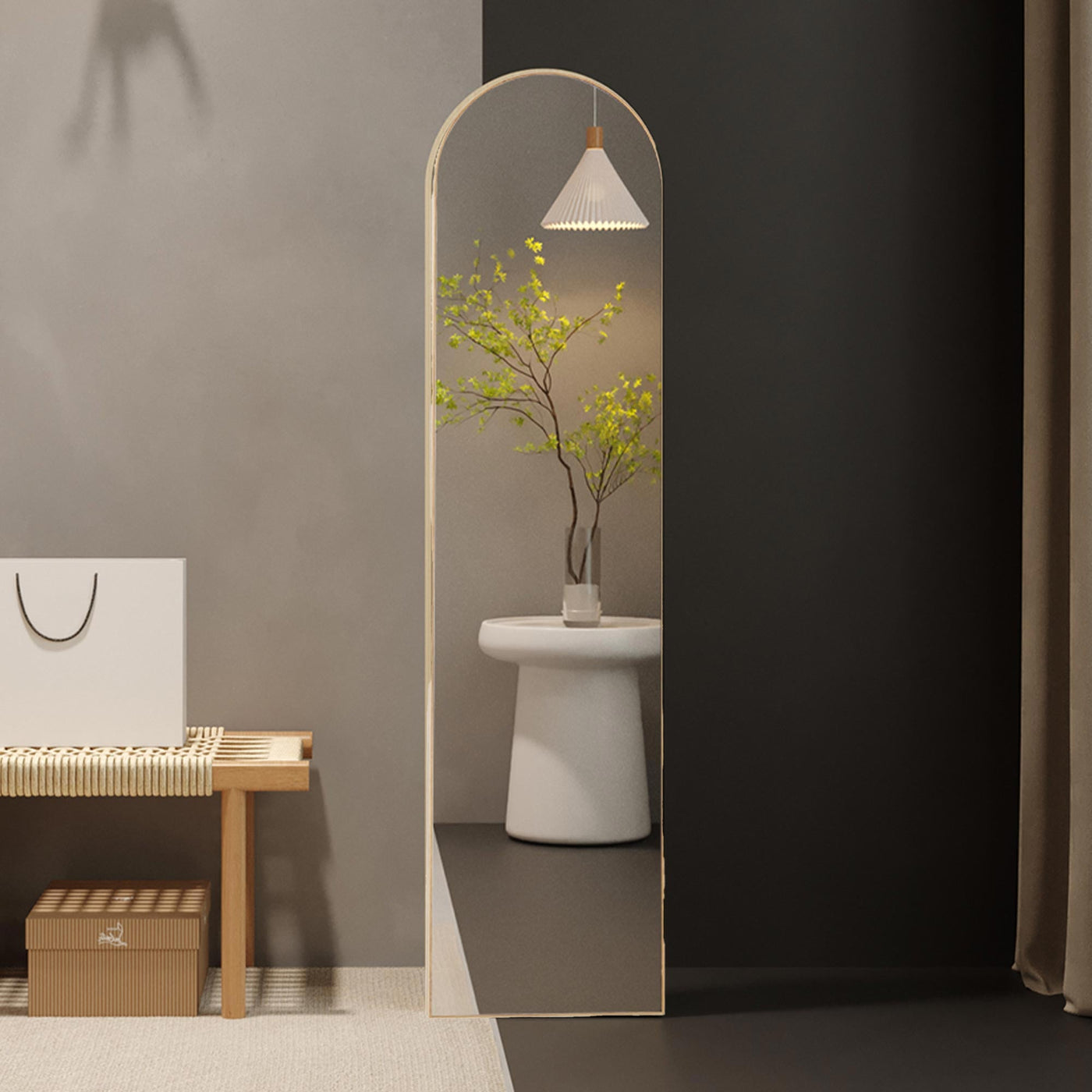 CASSY Miroir sur pieds 160x40 cm couleur chêne vieilli - Miroirs - Mobilier Deco