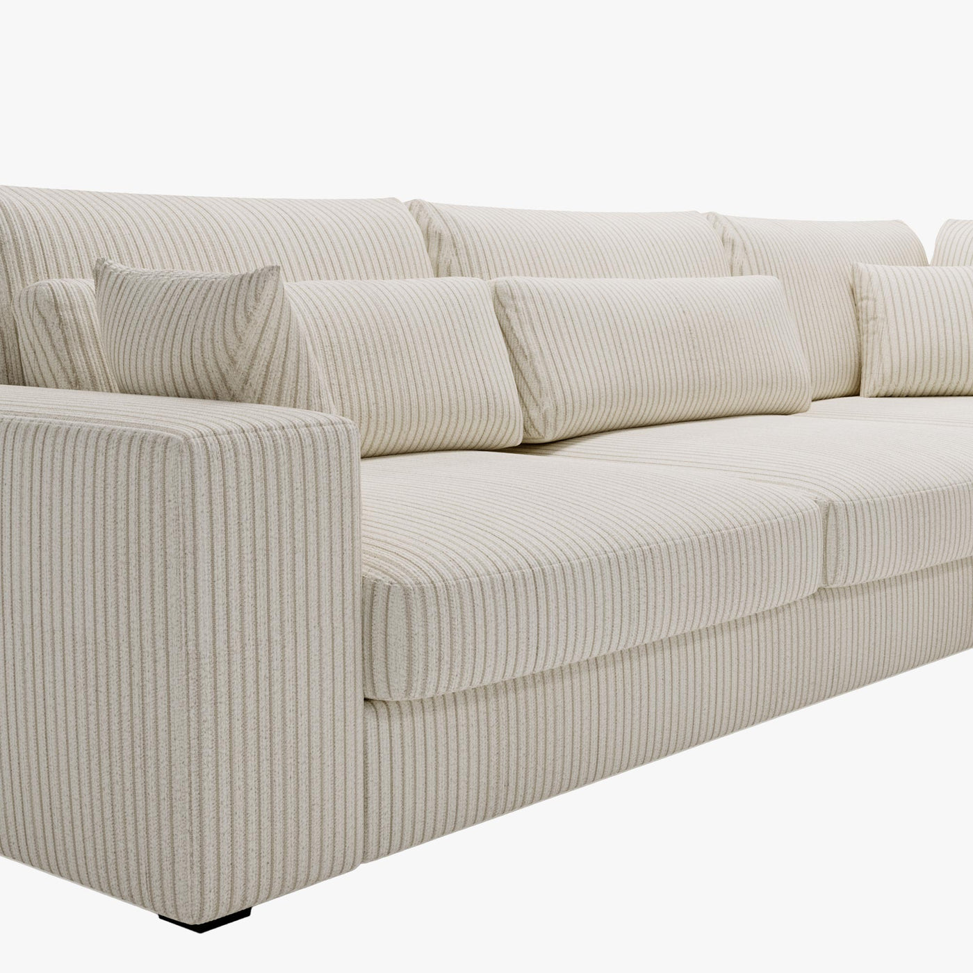 CATHY Canapé d'angle en velours côtelé beige - Angle droit - Canapés d'angle - Mobilier Deco