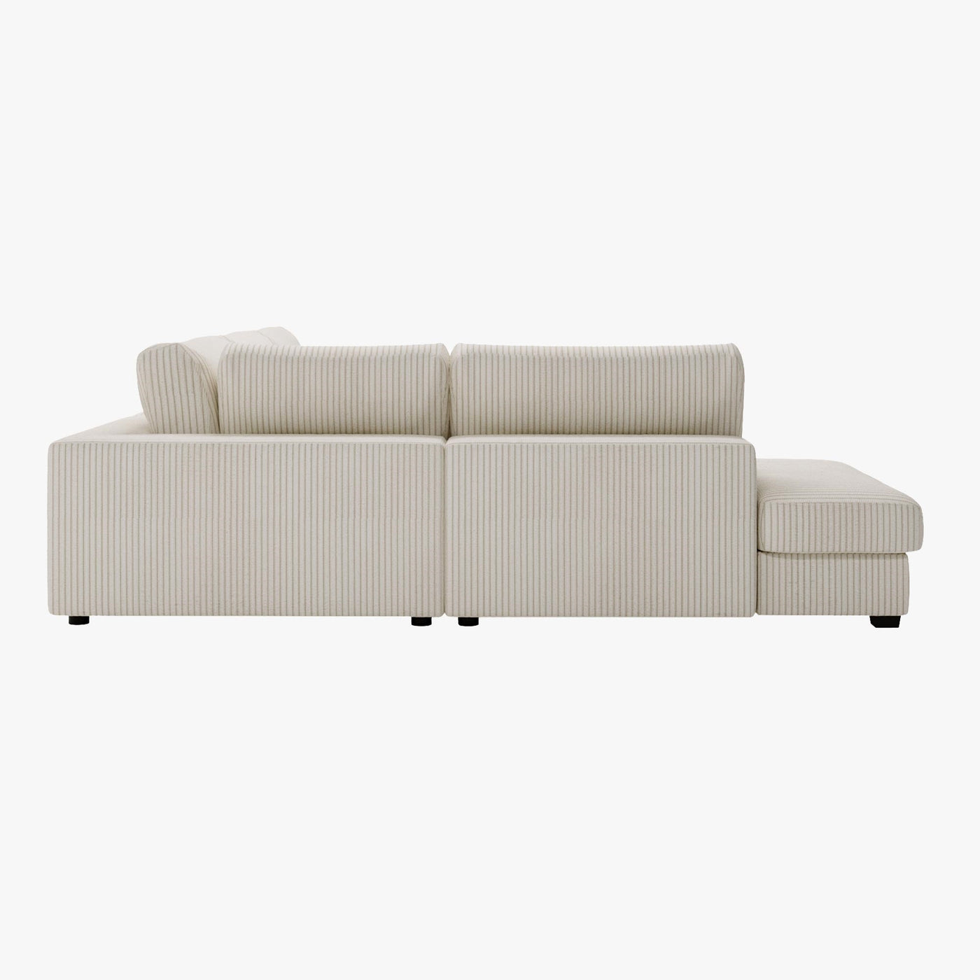 CATHY Canapé d'angle en velours côtelé beige - Angle gauche - Canapés d'angle - Mobilier Deco
