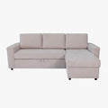 CELIA Canapé d'angle convertible et réversible avec coffre en tissu beige