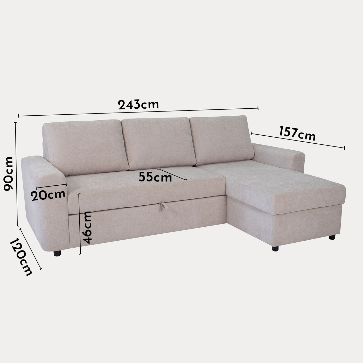 CELIA Canapé d'angle convertible et réversible avec coffre en tissu beige - Canapé d'angle convertible - Mobilier Deco