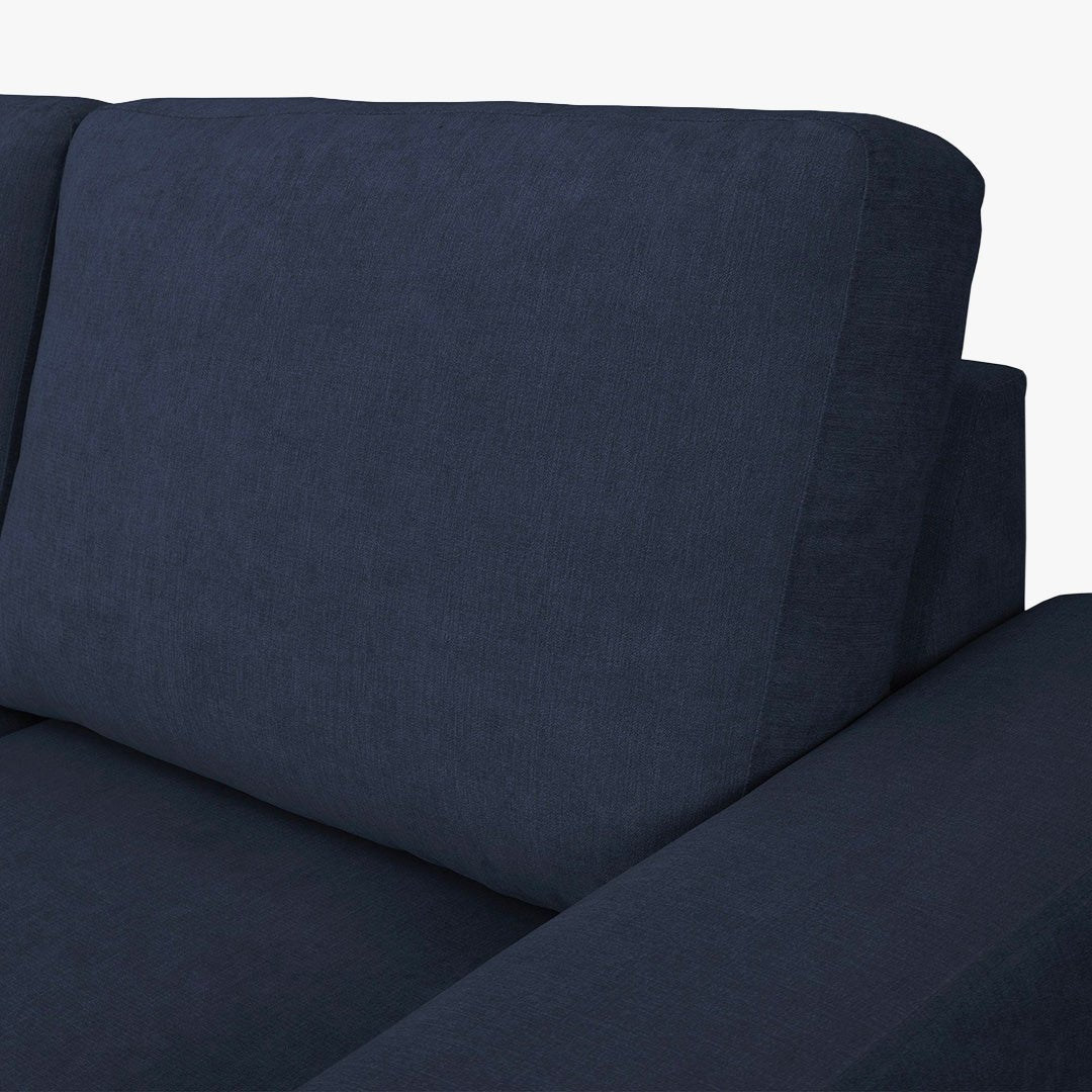 CELIA Canapé d'angle convertible et réversible avec coffre en tissu bleu - Canapé d'angle convertible - Mobilier Deco