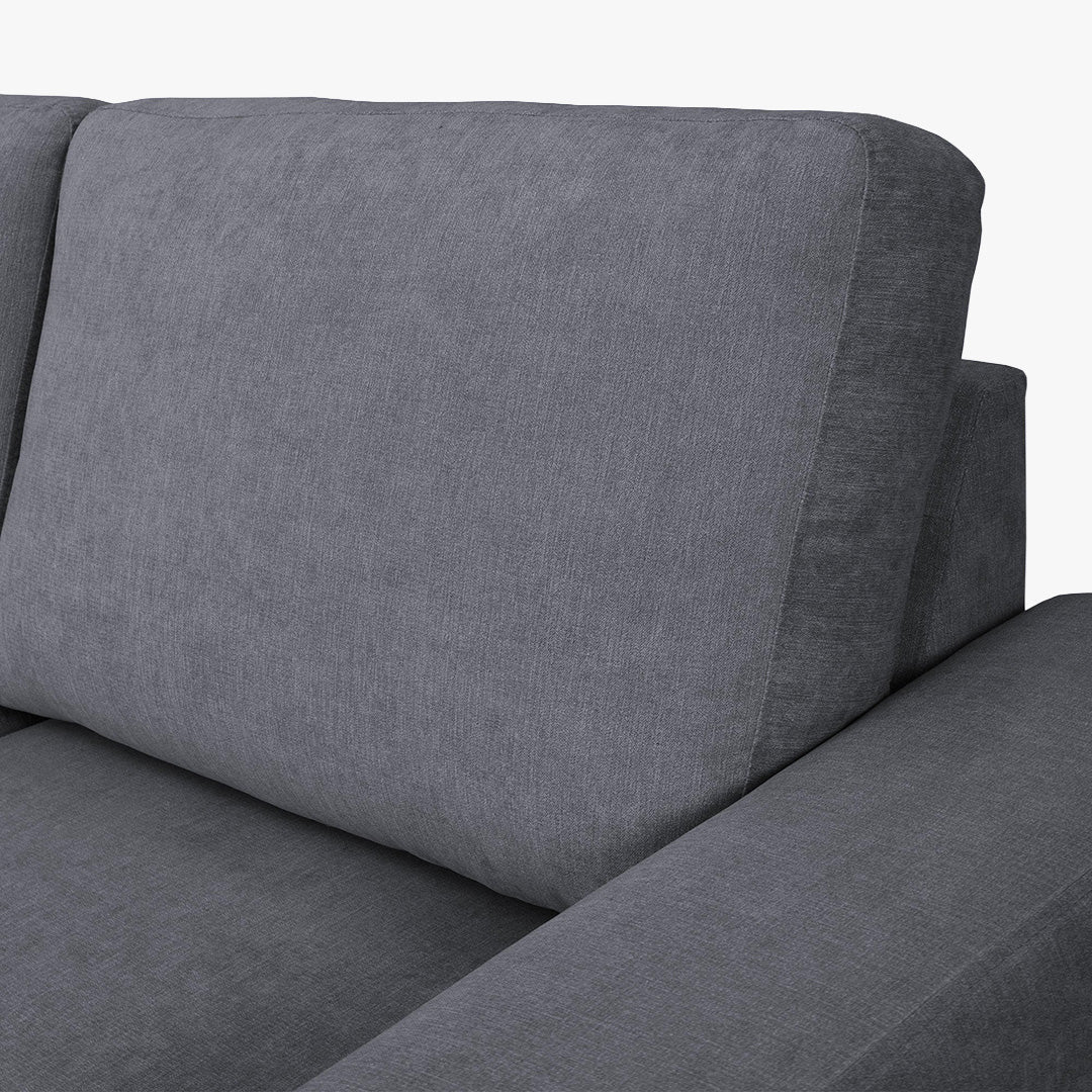 CELIA Canapé d'angle convertible et réversible avec coffre en tissu gris foncé - Canapé d'angle convertible - Mobilier Deco