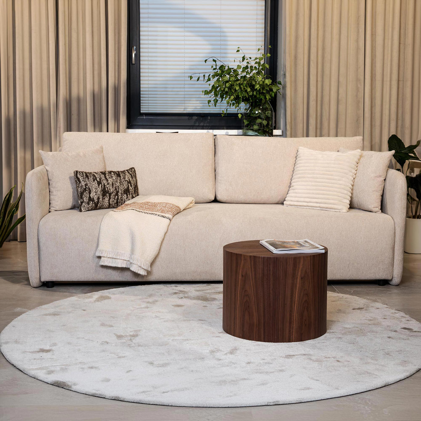 CELSY Canapé 3 places convertible avec coffre en tissu beige - Canapés convertibles - Mobilier Deco
