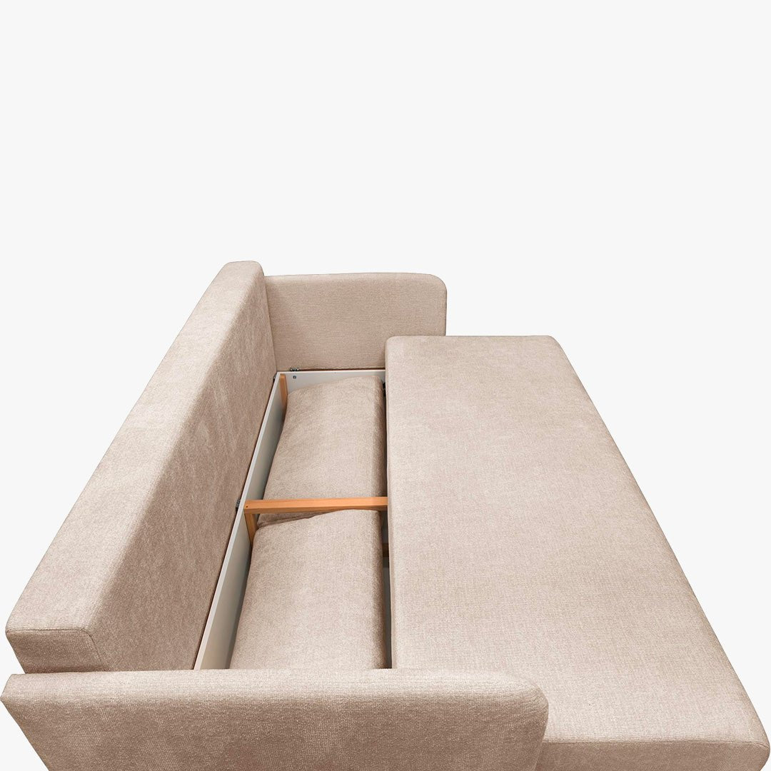 CELSY Canapé 3 places convertible avec coffre en tissu beige - Canapés convertibles - Mobilier Deco
