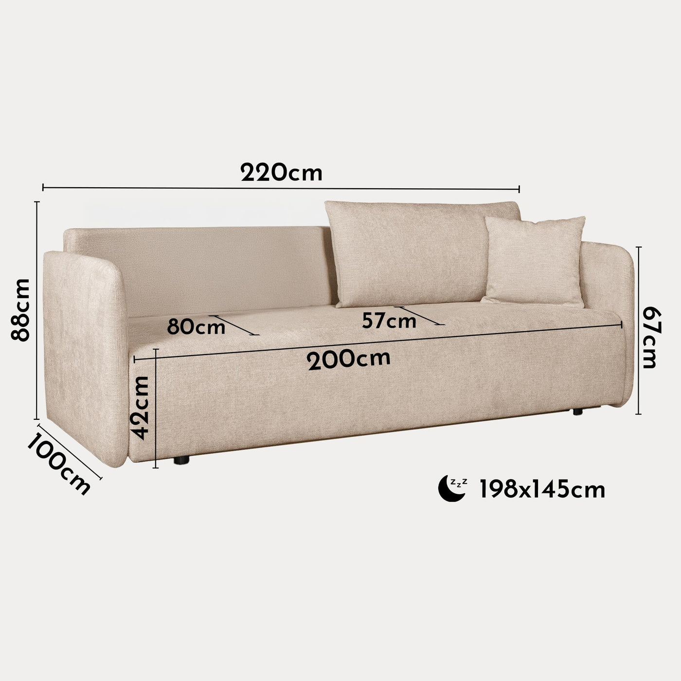 CELSY Canapé 3 places convertible avec coffre en tissu beige - Canapés convertibles - Mobilier Deco