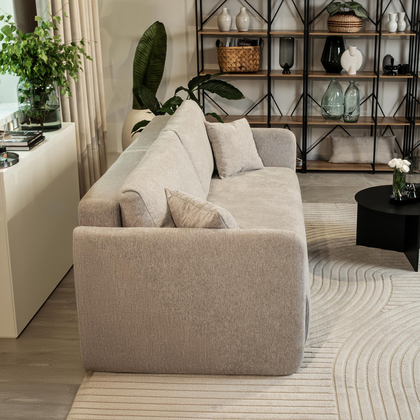 CELSY Canapé 3 places convertible avec coffre en tissu gris - Canapés convertibles - Mobilier Deco