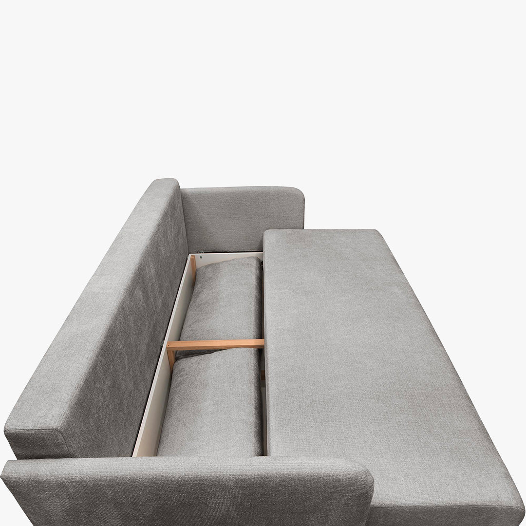 CELSY Canapé 3 places convertible avec coffre en tissu gris - Canapés convertibles - Mobilier Deco