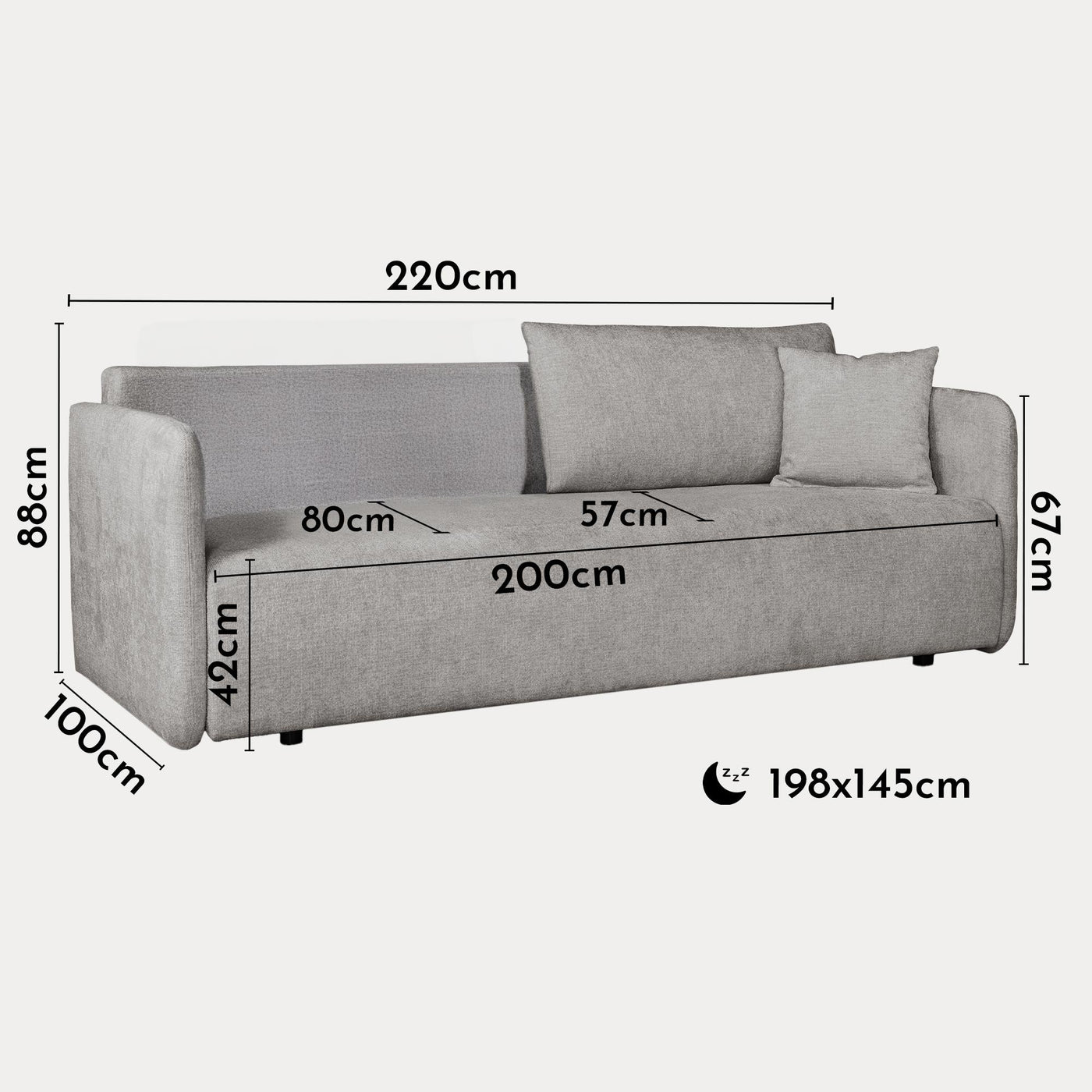 CELSY Canapé 3 places convertible avec coffre en tissu gris - Canapés convertibles - Mobilier Deco