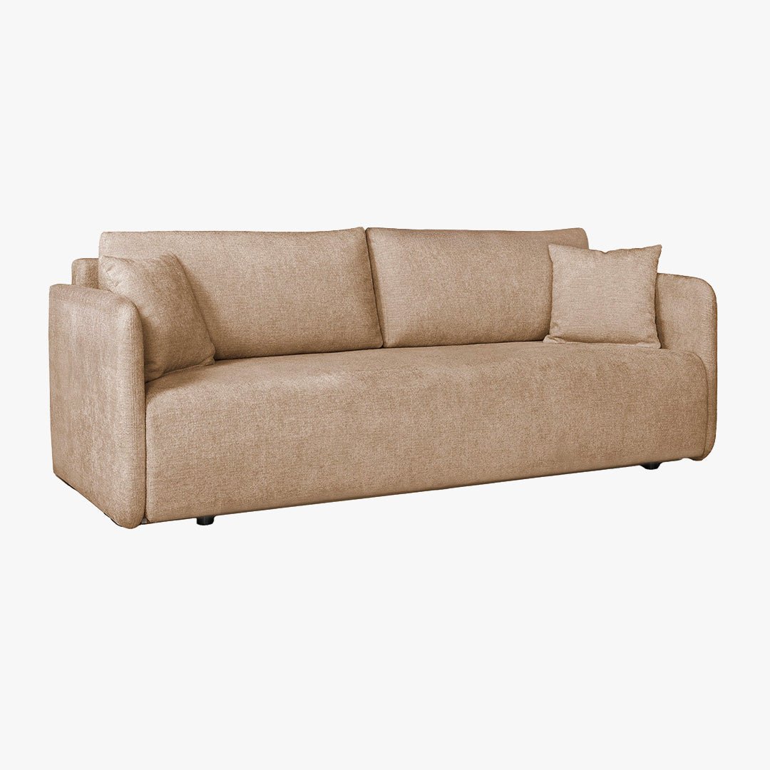 CELSY Canapé 3 places convertible avec coffre en tissu taupe - Canapés convertibles - Mobilier Deco