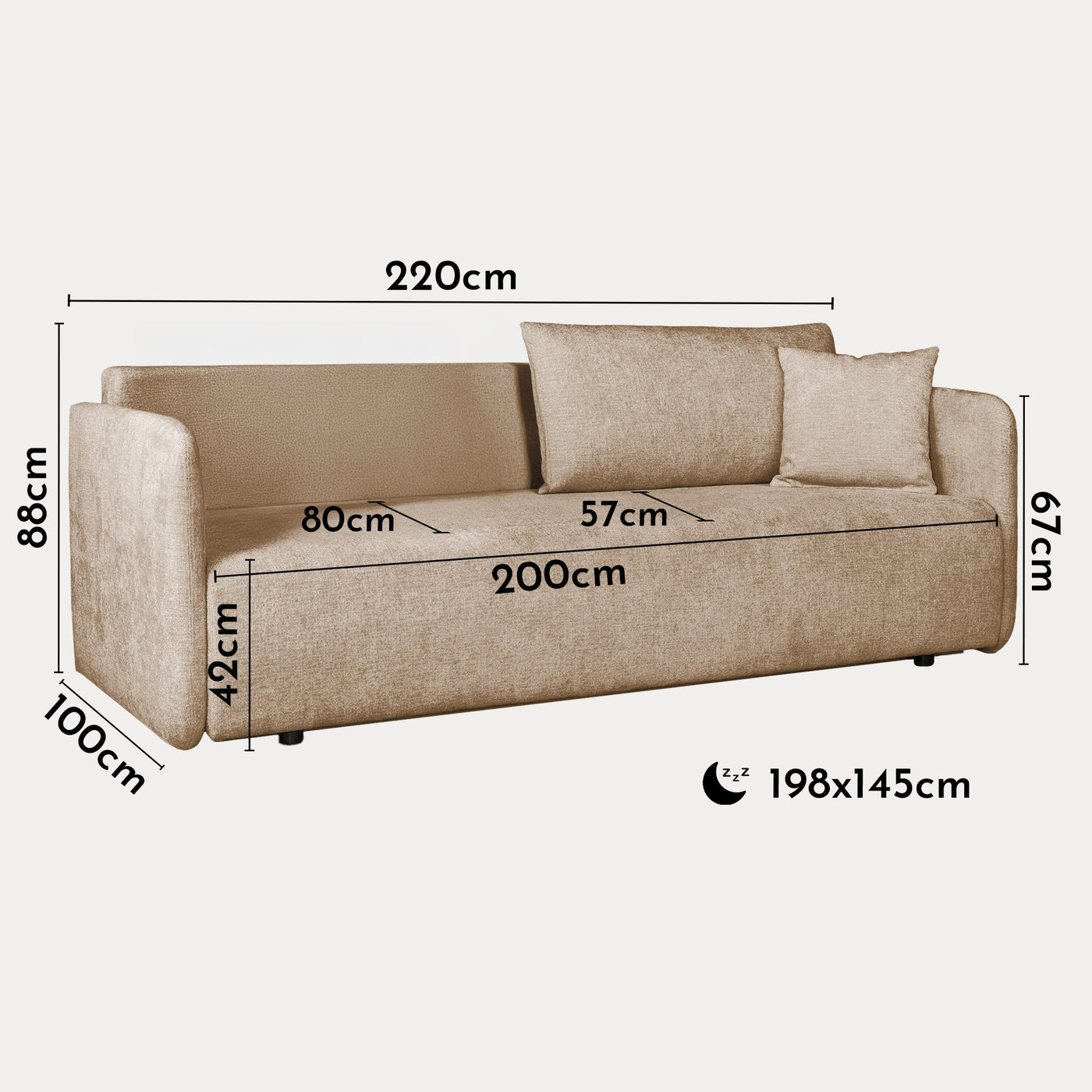 CELSY Canapé 3 places convertible avec coffre en tissu taupe - Canapés convertibles - Mobilier Deco
