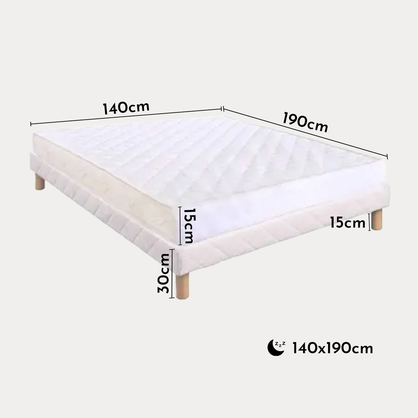 CELTIC Ensemble sommier + matelas 15 cm 140x190 - Ensemble literie - Mobilier Deco