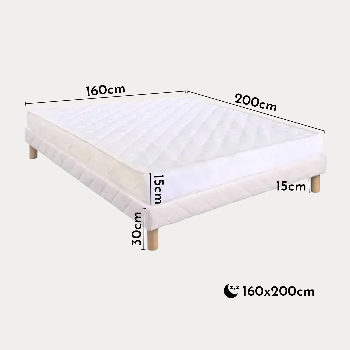 CELTIC Ensemble sommier + matelas 15 cm 160x200 - Ensemble literie - Mobilier Deco