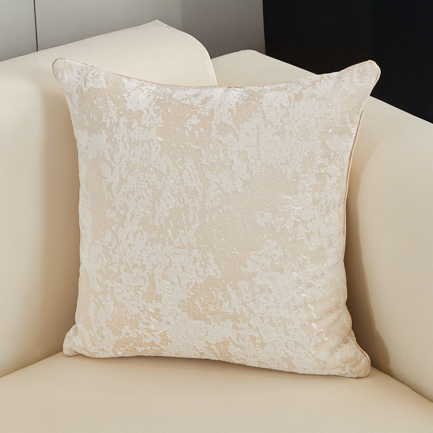 CEOLIA Coussin carré en tissu beige 45x45 cm - Coussins - Mobilier Deco