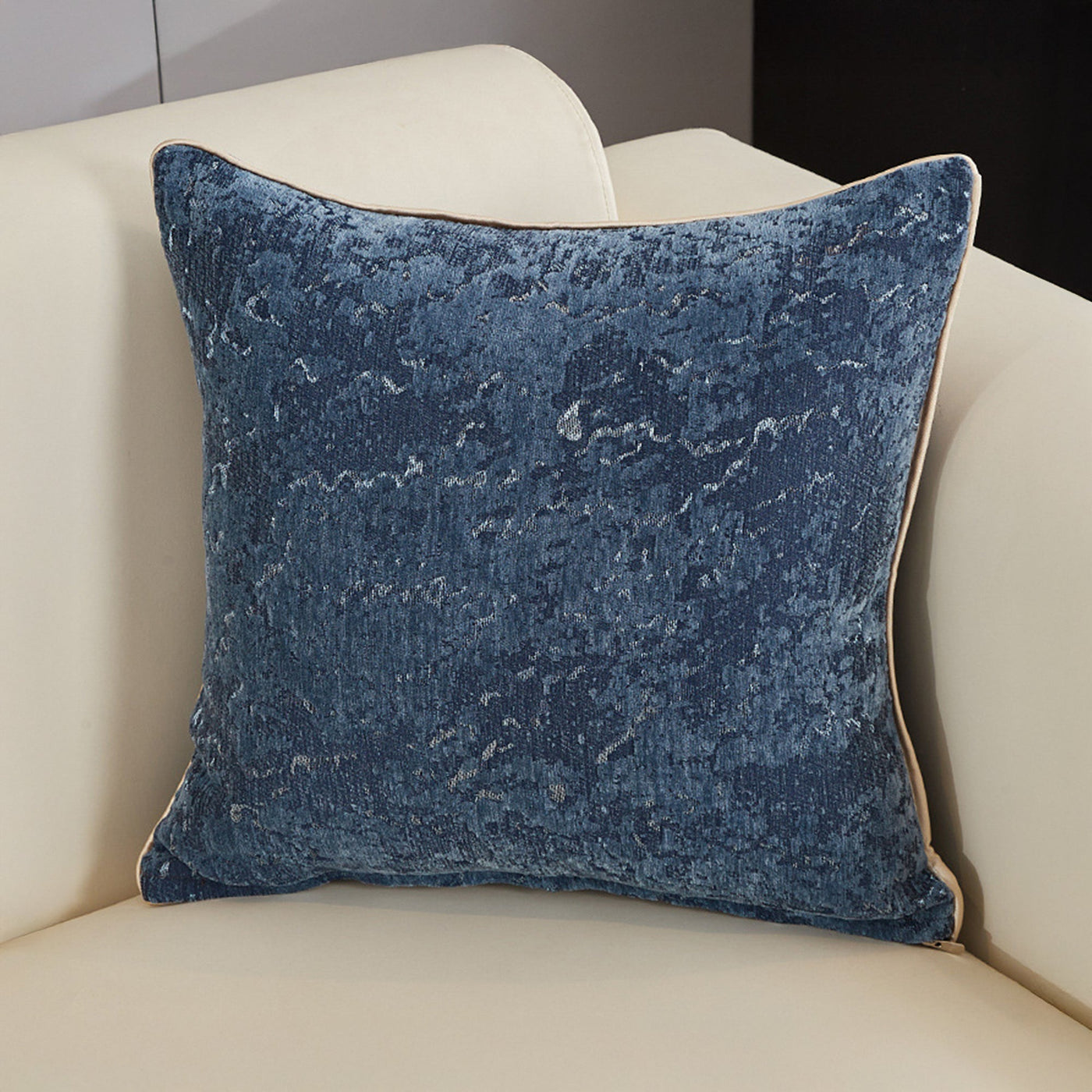 CEOLIA Coussin carré en tissu bleu 45x45 cm - Coussins - Mobilier Deco