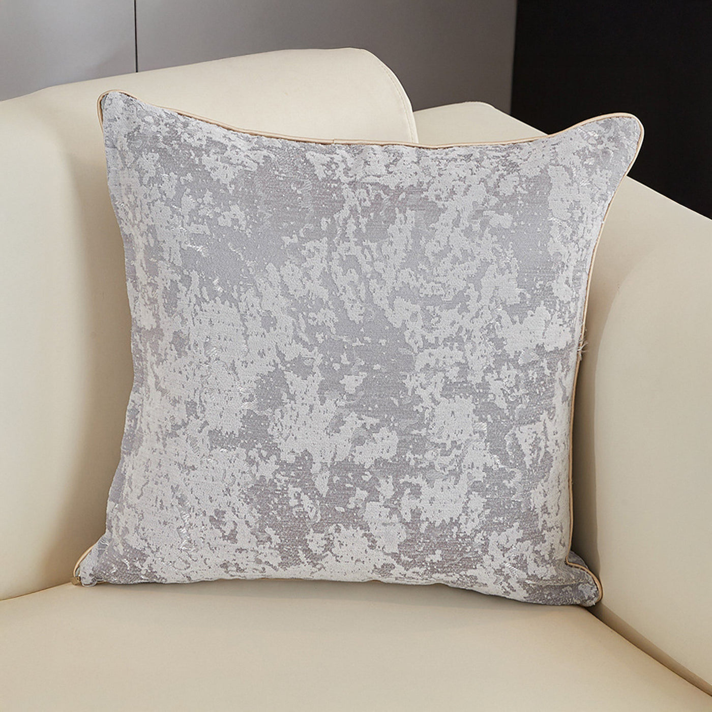 CEOLIA Coussin carré en tissu gris 45x45 cm - Coussins - Mobilier Deco