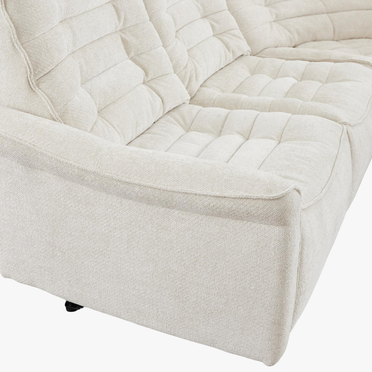 CHILLY Canapé d'angle relax électrique réversible en tissu beige - Canapé relax - Mobilier Deco