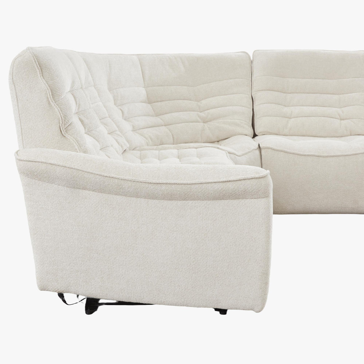 CHILLY Canapé d'angle relax électrique réversible en tissu beige - Canapé relax - Mobilier Deco